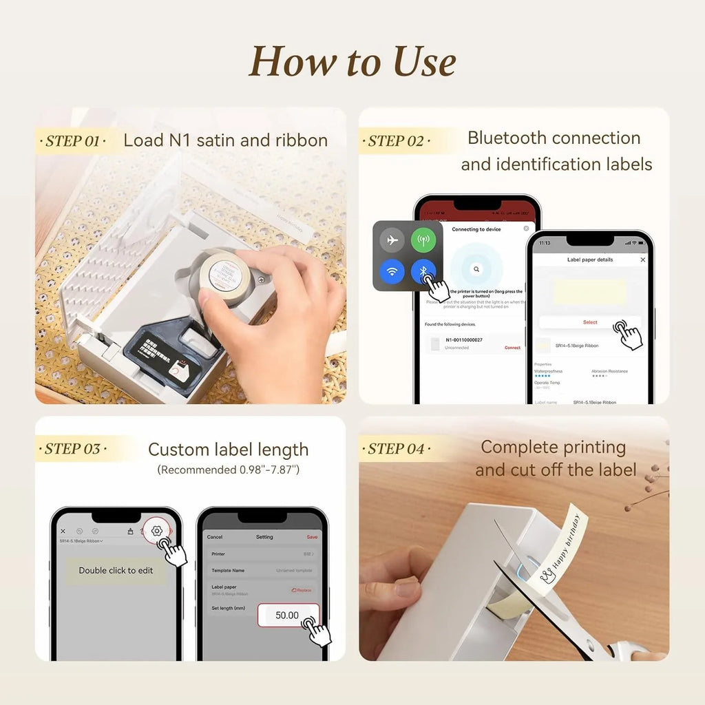 Niimbot N1 Thermal Transfer Label Printer – Bluetooth, 203dpi Thermal Label Printer Nixie