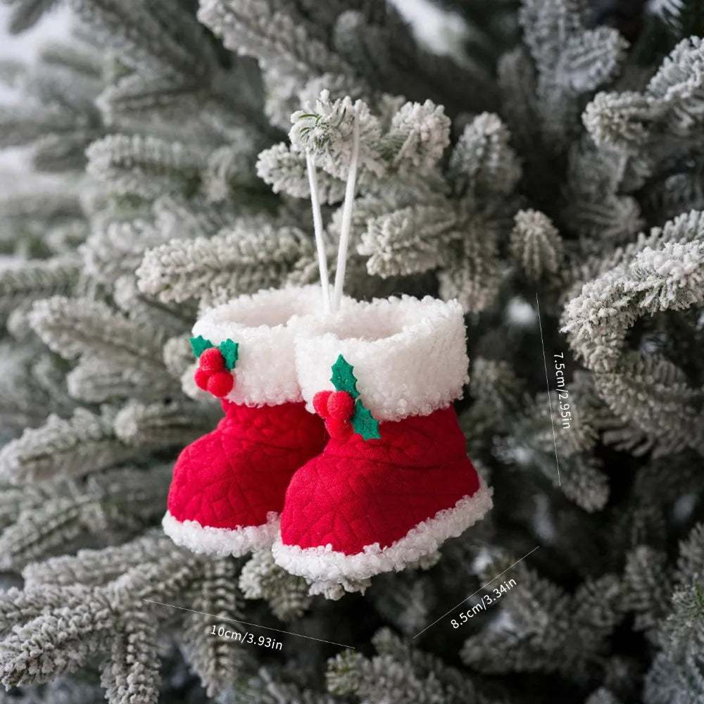 Knitted Plush Christmas Boot Ornaments – Mini Cozy Shoe Pendants Christmas Tree Ornament Nixie Style-1