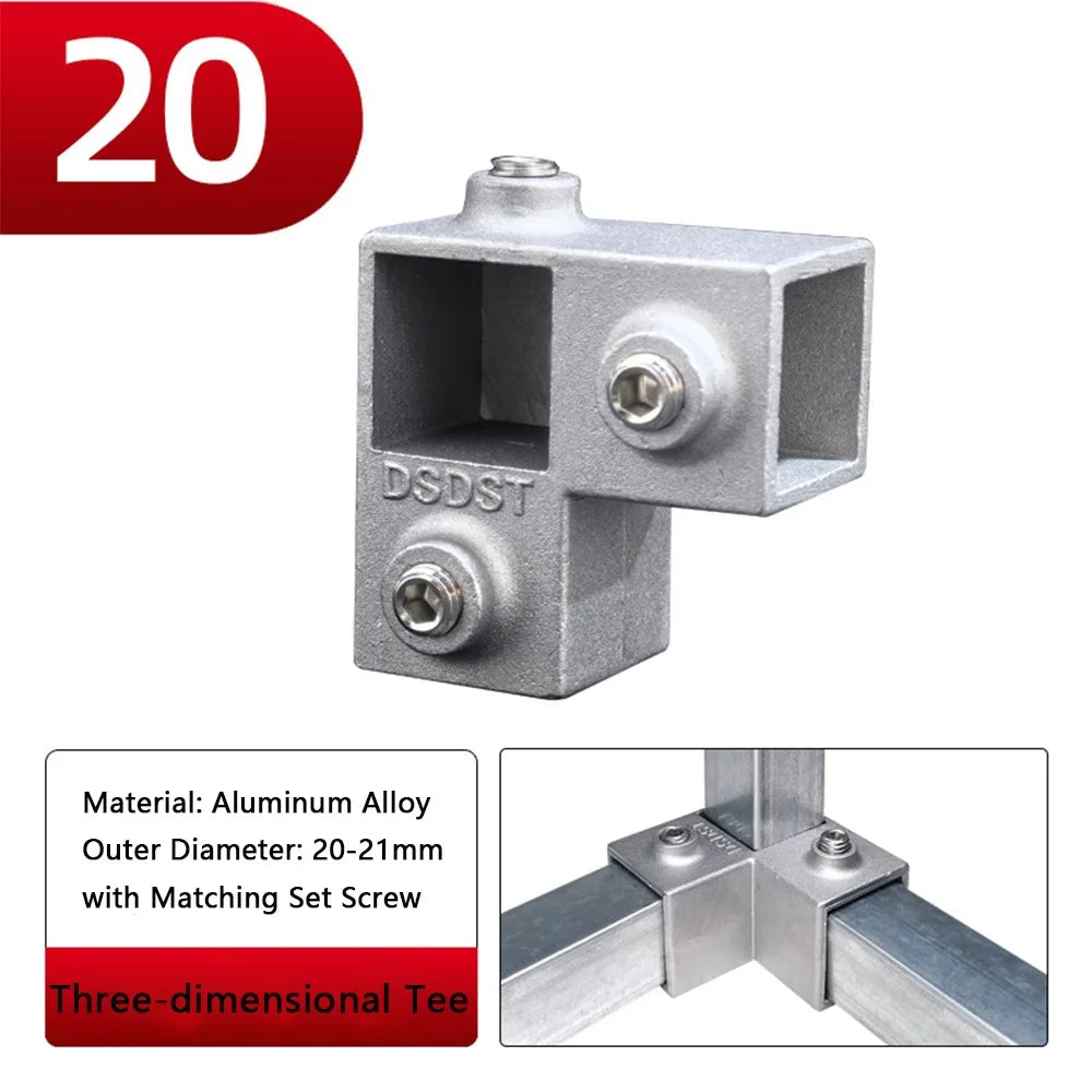 Aluminum Alloy Square Tube Elbow Connector 20/25/30mm Pipe Tube Connector Nixie 15