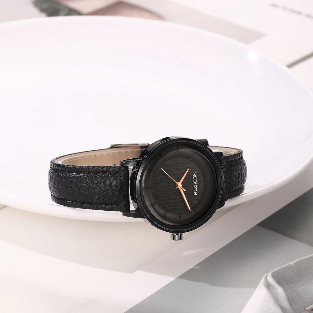 REBIRTH Square Quartz Watch – Unisex Minimalist Leather Band Quartz Wristwatch Nixie