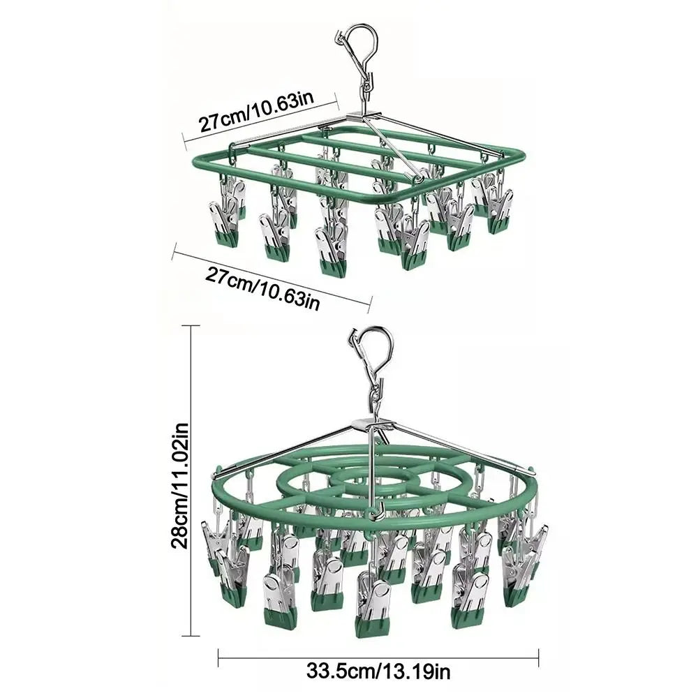 Stainless Steel Clothes Drying Rack 18/24 Non-Slip Clips