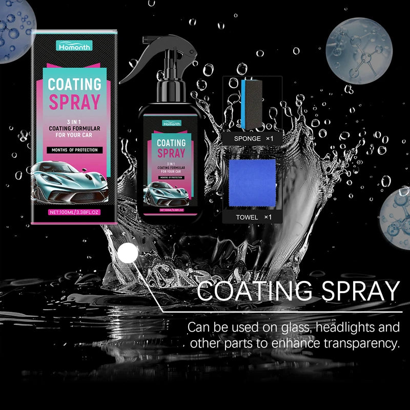 Waterless Car Wash Spray Kit – Streak-Free Shine & Sponge Car Cleaning Spray Nixie