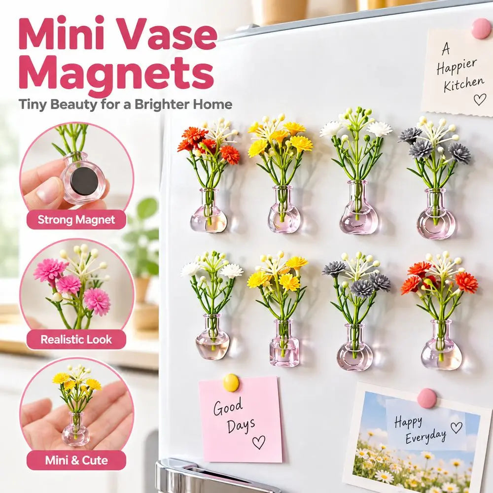 Mini Magnetic Wall Vase with Artificial Flowers – DIY Décor
