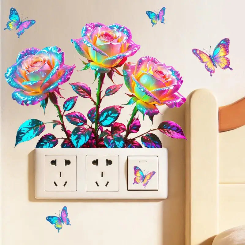 Glow-in-the-Dark Rose Toilet & Wall Decal Sticker | PVC Wall Decal Sticker Nixie