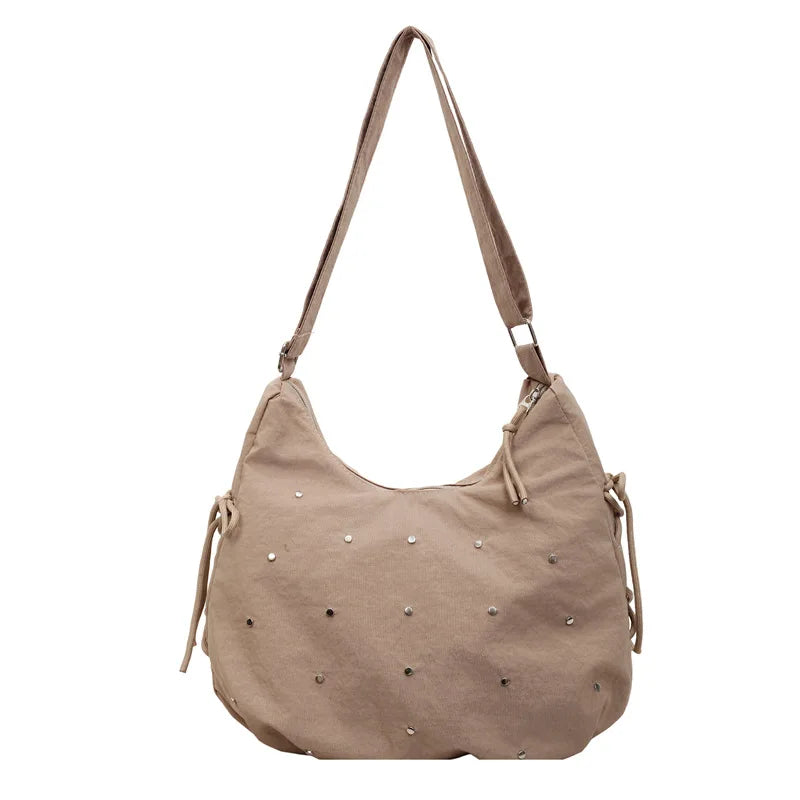 Women's Rivet Dumpling Crossbody Bag – Large Capacity Shoulder Bag Crossbody Shoulder Bag Nixie Khaki