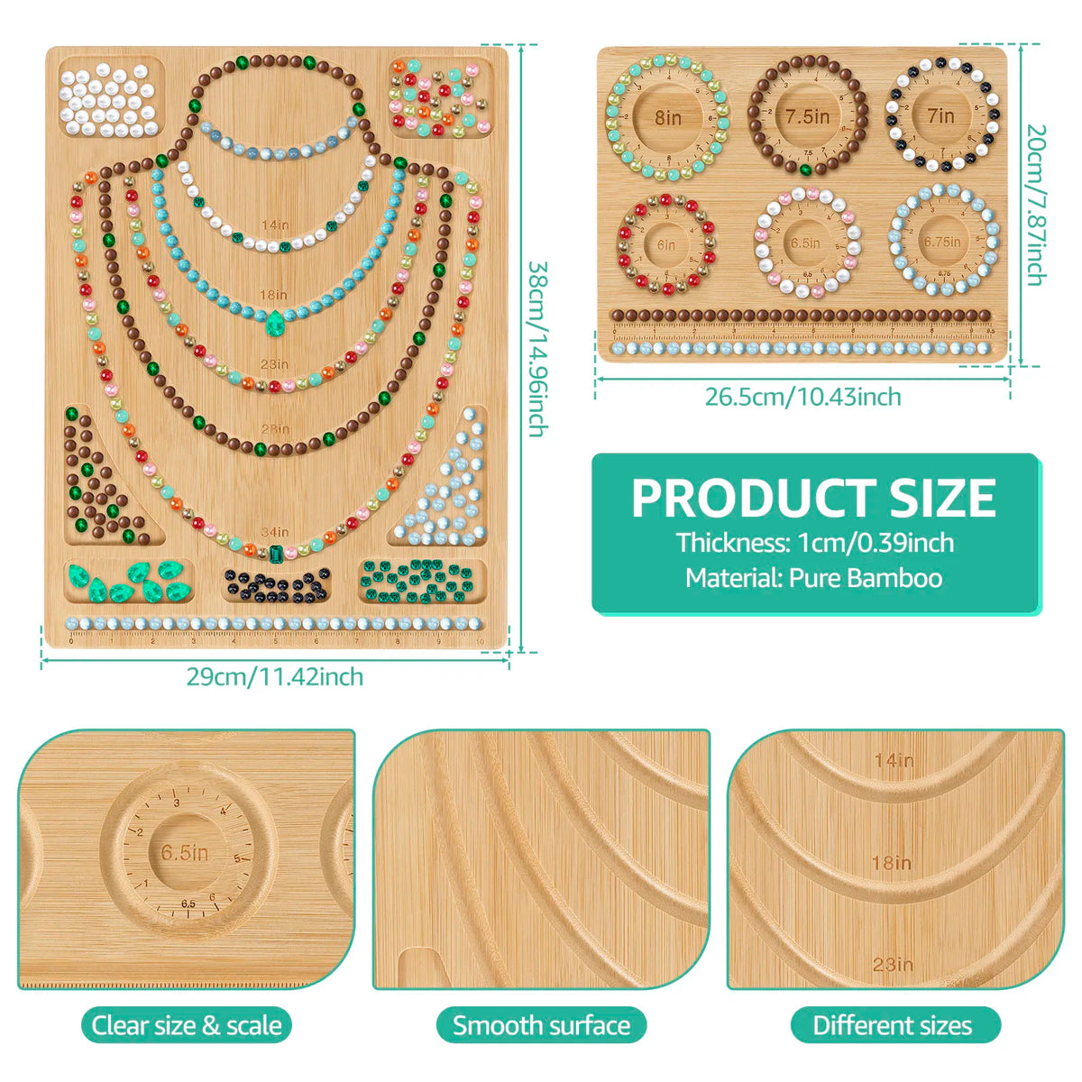 Bamboo Bead Board – DIY Jewelry Making Beading Tray Organizer Beading Tray Board Nixie 2Pcs Style 3