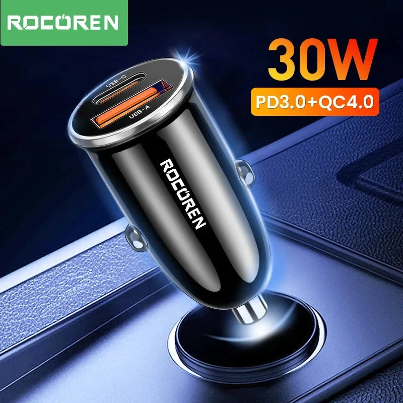 Rocoren 36W USB-C PD & QC 3.0 Dual-Port Car Charger