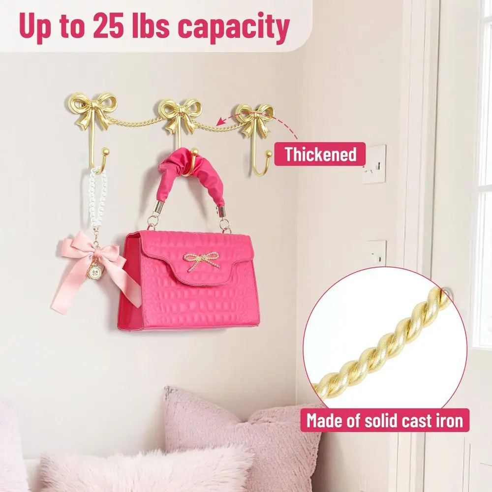 Cute Bow Wall Hooks – Decorative Iron Triple Hook for Girls Decorative Wall Hook Nixie