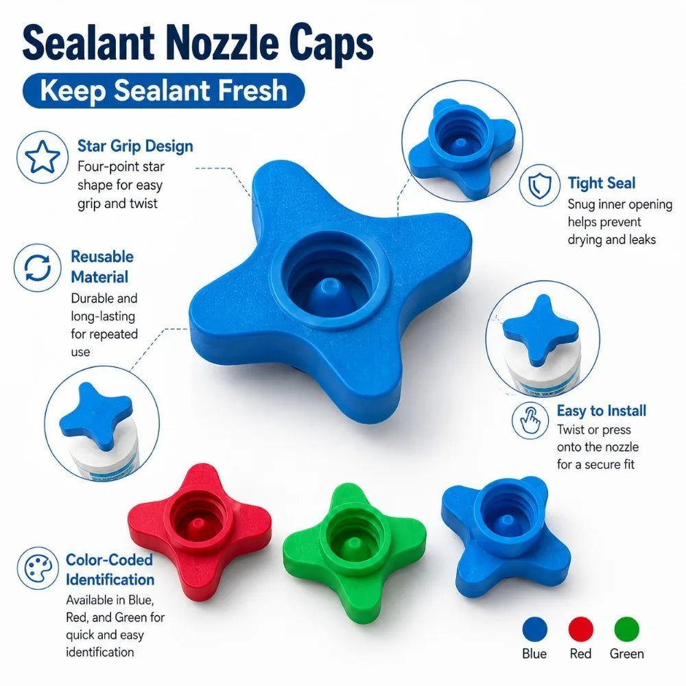Reusable Caulk Cap & Nozzle Protector with Cleaner Tool Caulk Nozzle Cap Nixie