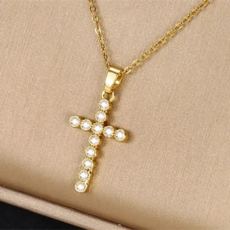 Gold Plated Cross Pendant Necklace – Copper & Stainless Steel Pendant Necklace Nixie XL1462-14