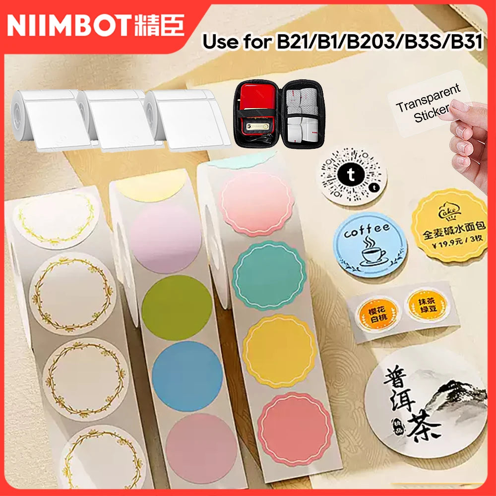 NiiMBOT B1 B21 B3S Thermal Label Stickers – Waterproof Round Thermal Label Rolls Nixie