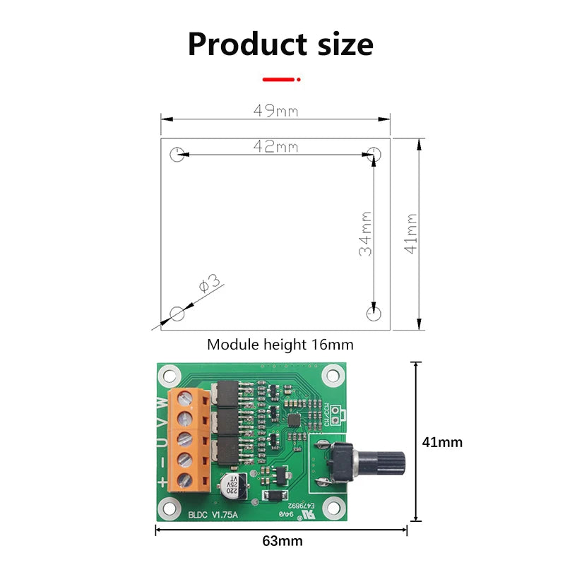 DC Brushless Motor Control Board 6V 12V 24V Fan Speed Governor Motor Control Board Nixie