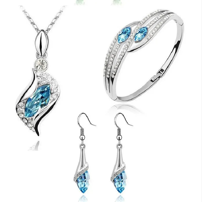 4-Piece Gold-Plated Necklace Bracelet & Earrings Jewelry Set Fashion Jewelry Set Nixie StyleE