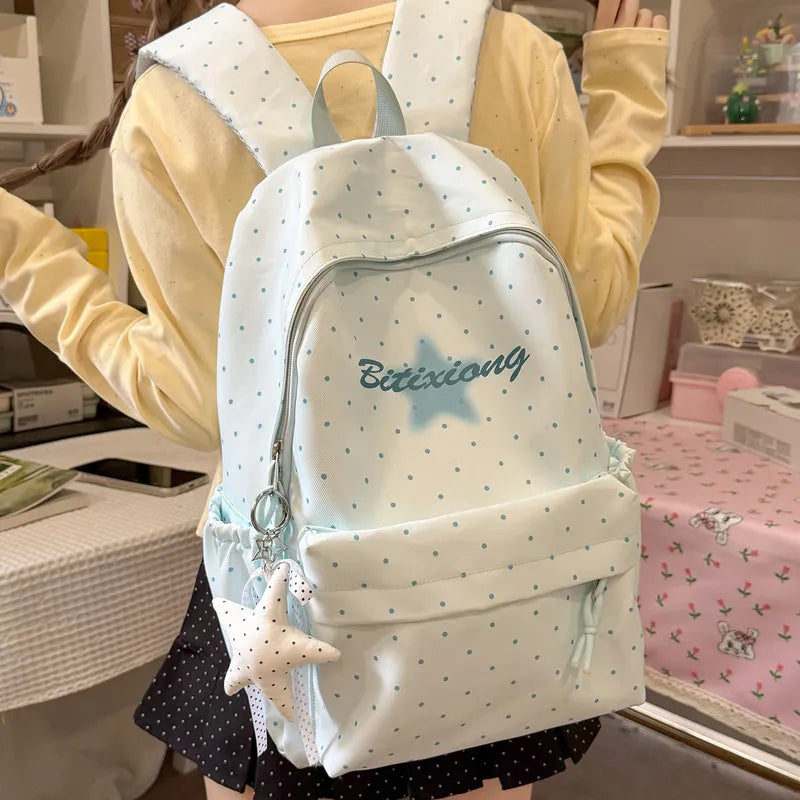 Girls Lightweight Polka Dot School Backpack 20–35L School Backpack Nixie