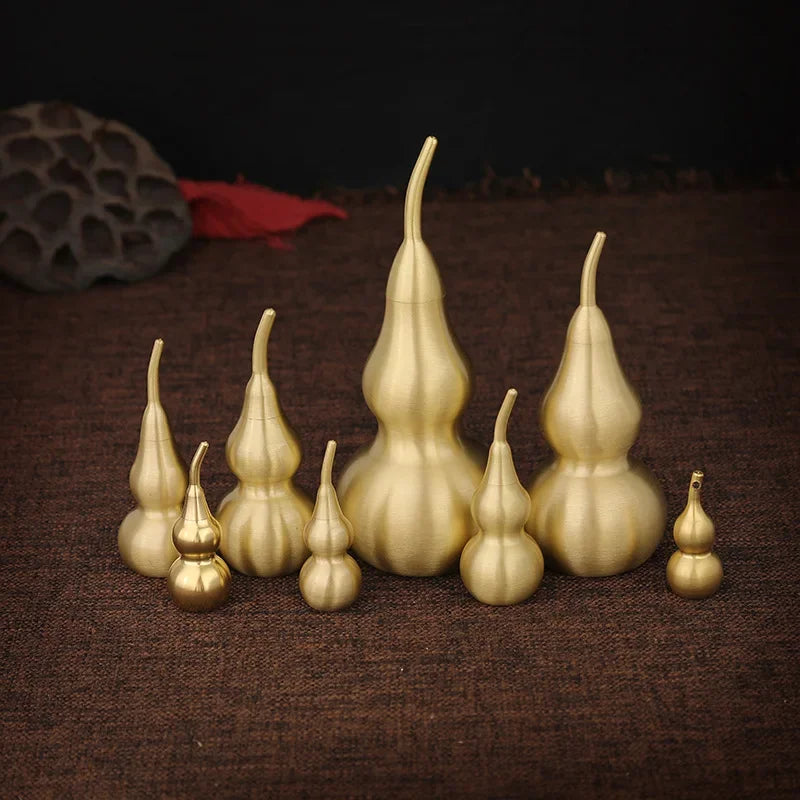 Hollow Brass Gourd Ornament – Feng Shui Copper Home Decor Brass Gourd Ornament Nixie
