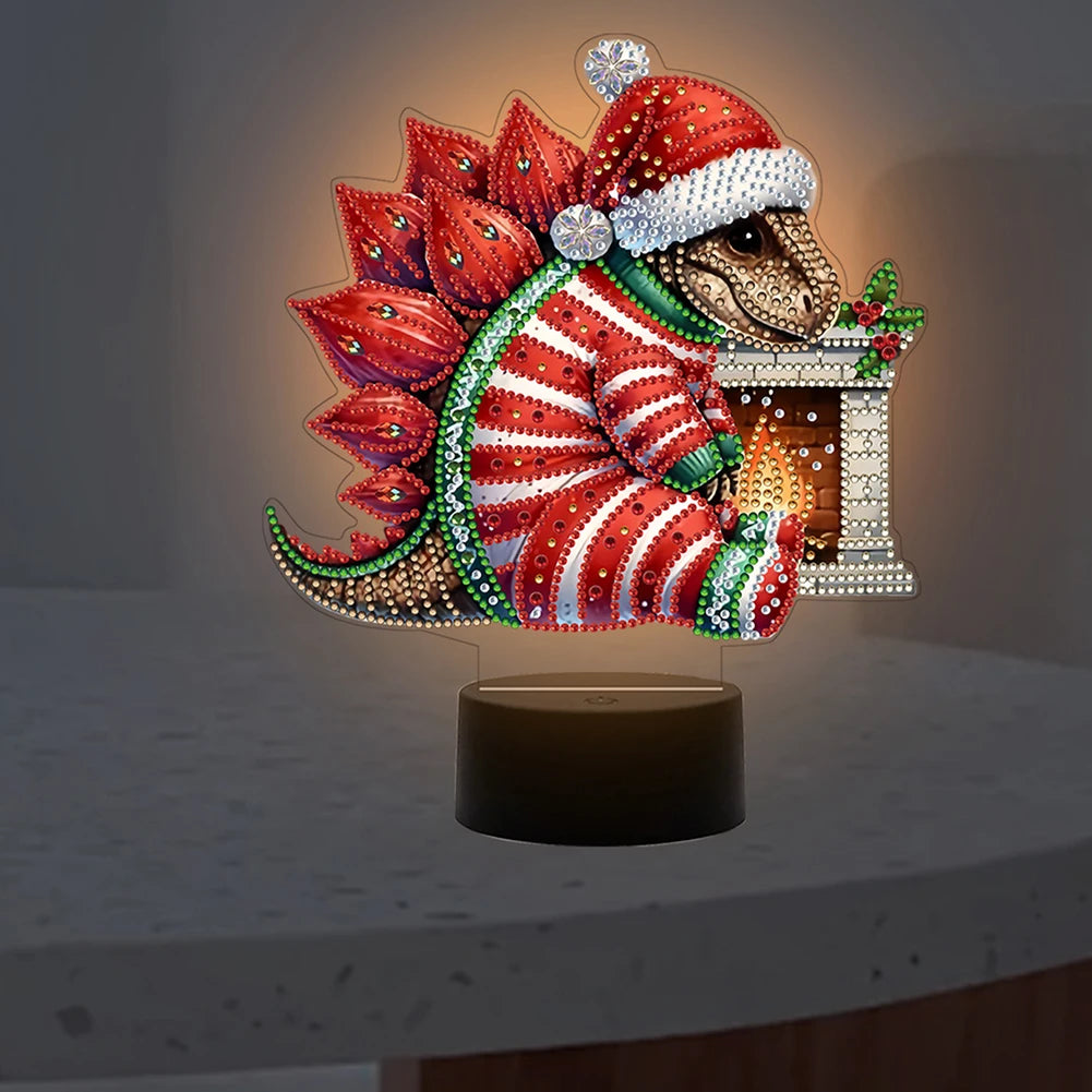 DIY 5D Diamond Painting Night Lamp – Christmas Dinosaur LED Diamond Painting Lamp Nixie