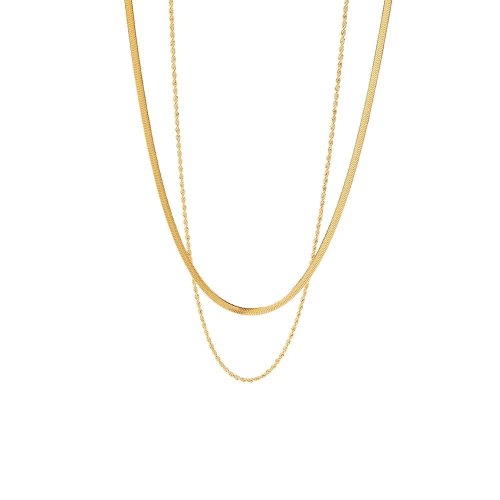 Layered Choker Necklace Women – Gold Stainless Steel Chain Choker Necklace Nixie