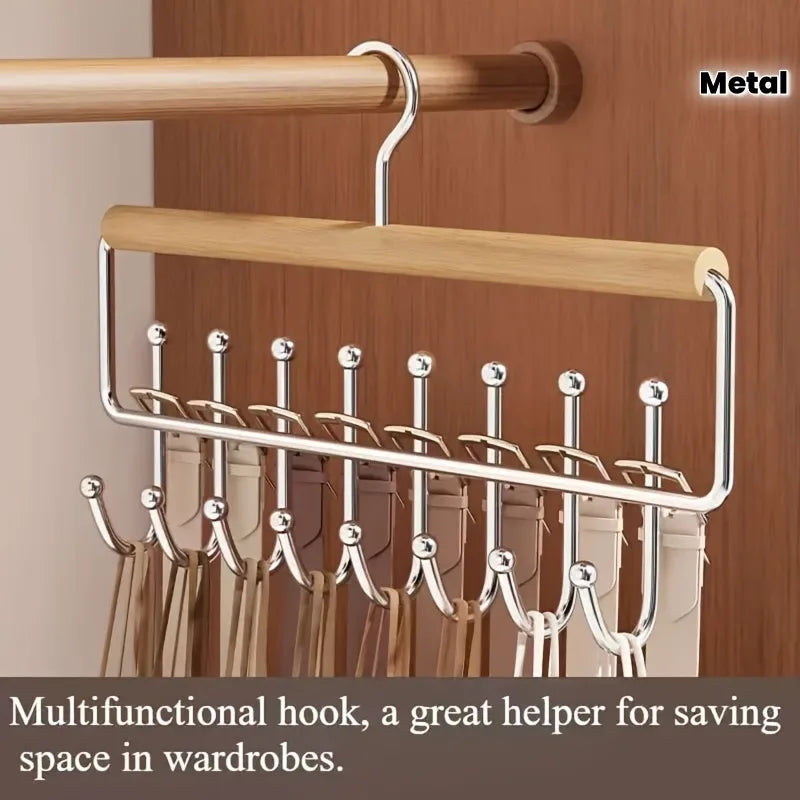 Wooden Hat Organizer Wall Mount Rack & Cap Holder Hooks