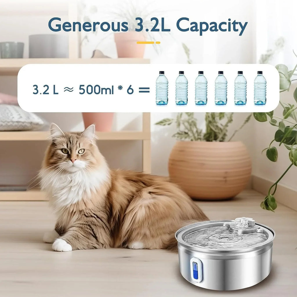 3.2L Stainless Steel Auto Pet Water Fountain with Filter Pet Water Fountain Nixie