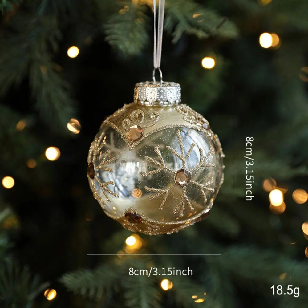 8cm Glitter Gold Border Christmas Ball Ornament – Tree Pendant Christmas Ornament Nixie