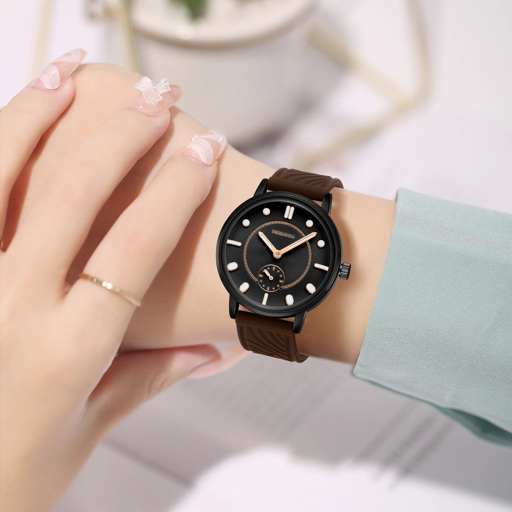 REBIRTH Cute Silicone Strap Quartz Watch – Minimalist Style Silicone Strap Watch Nixie