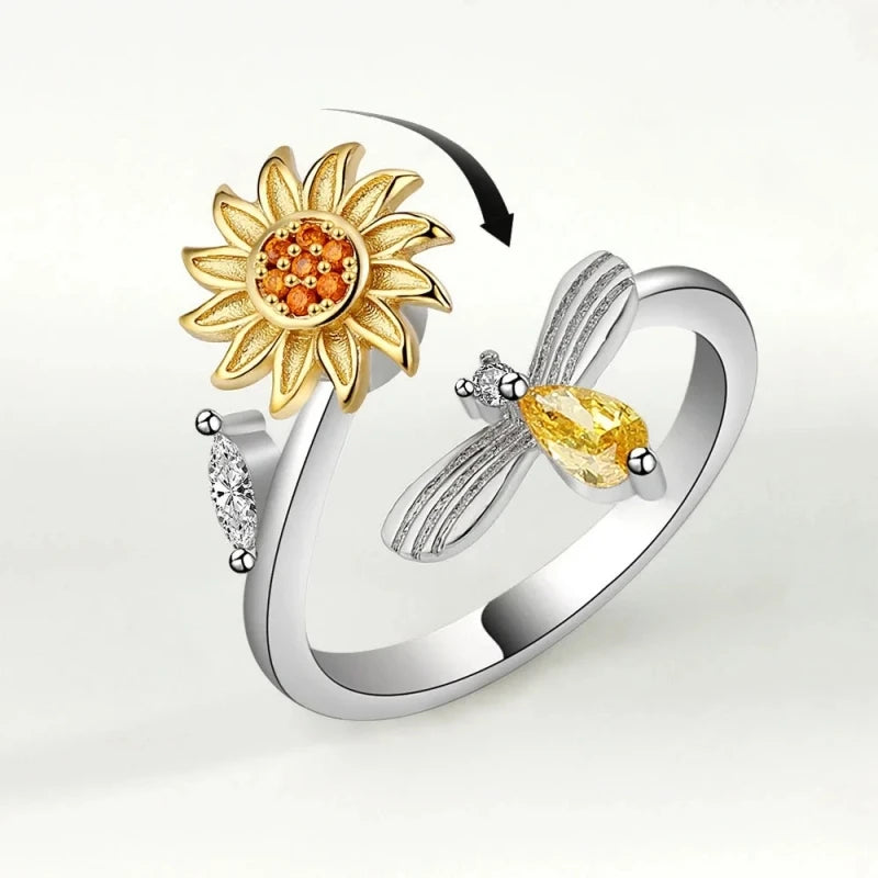 14K Gold Plated Rotatable Zirconia Ring – Women's Fashion Fashion Ring Nixie