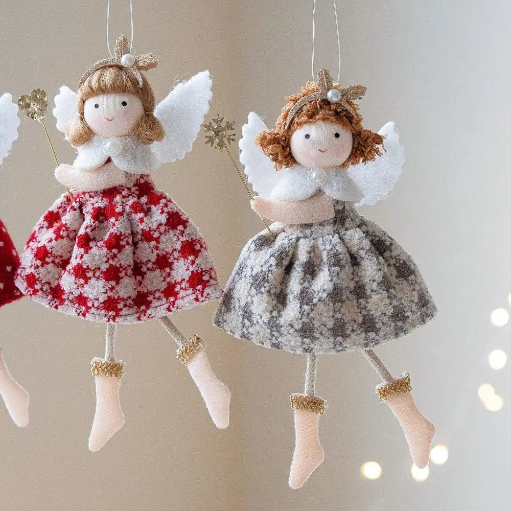 Cloth Angel Girl Christmas Ornament Pendant – Red White Grey Christmas Ornament Nixie