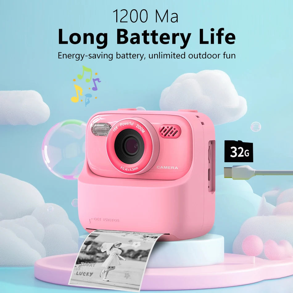 Kids Instant Print Camera 1080P Dual Lens – Gift for Girls & Boys Kids Digital Camera Nixie