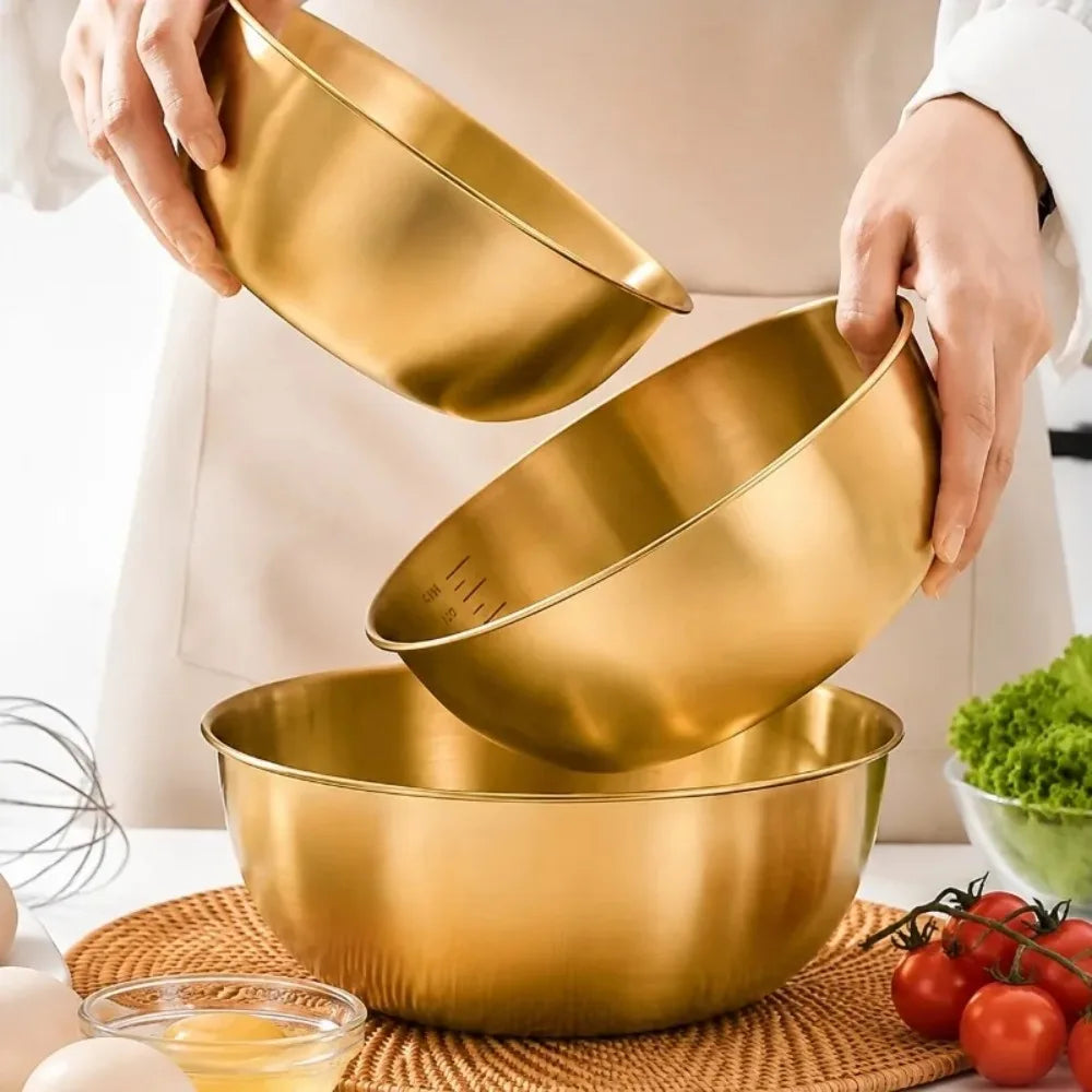 3-Piece Stainless Steel Mixing Bowls with Scale | Kitchen Set