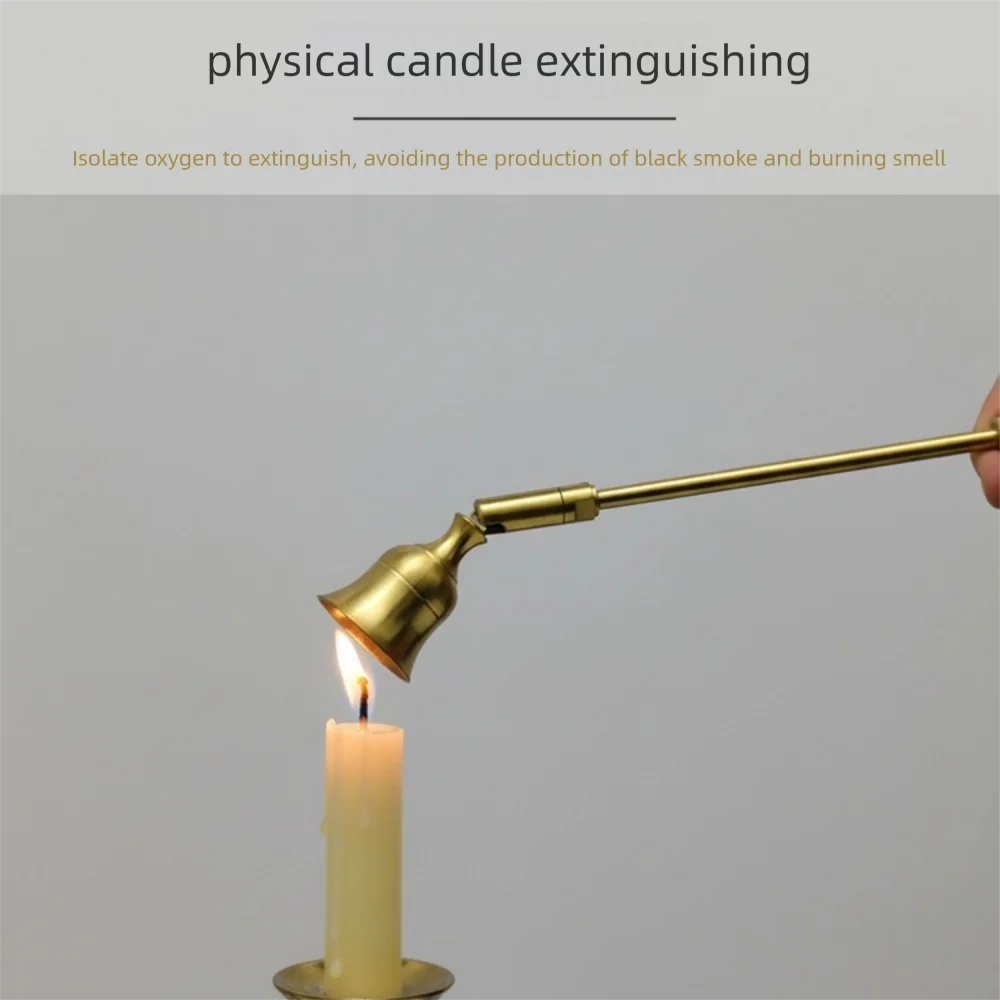 Bell-Shaped Metal Candle Snuffer Long Handle – Gold Home Décor Candle Snuffer Nixie