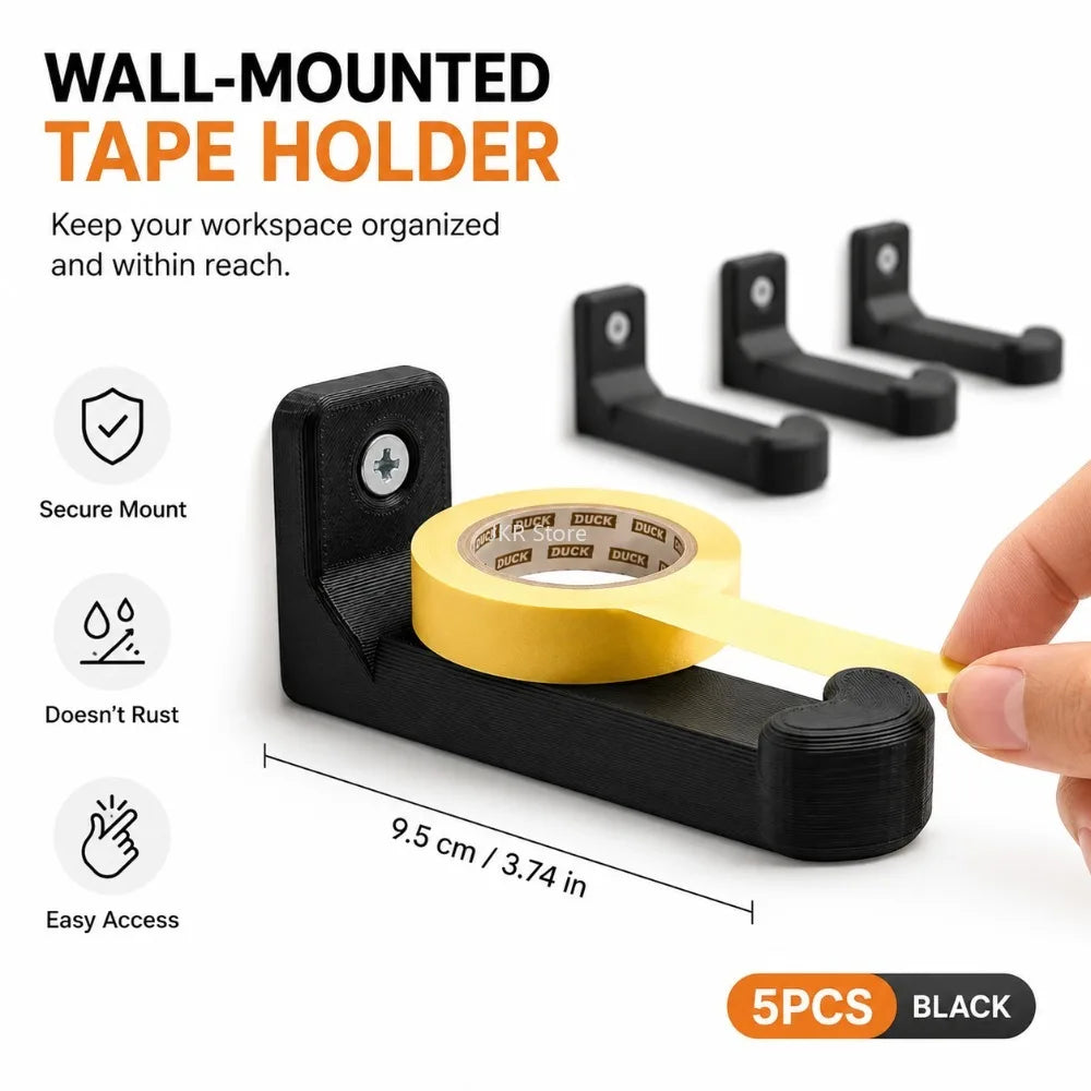 Wall Mounted Tape Dispenser Rack – Rustproof Hooks 3/5 Pc