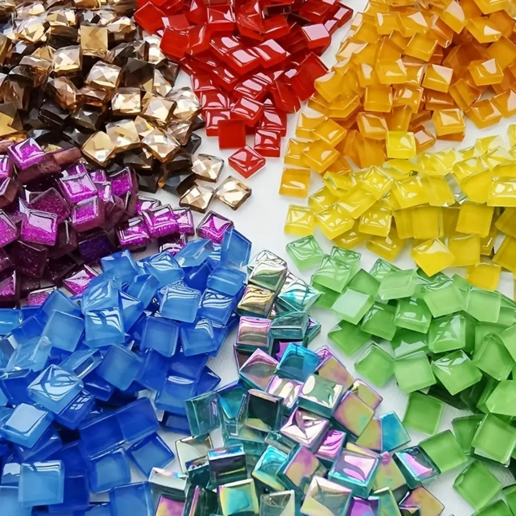 450pcs Crystal Glass Mosaic Tiles – DIY Glitter Craft Supplies Glass Mosaic Tiles Nixie