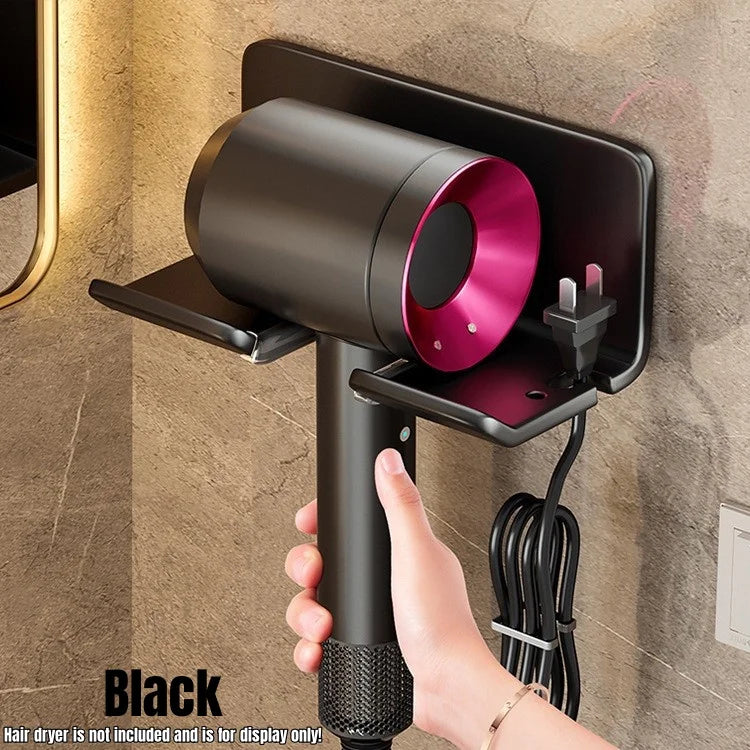 Wall Mounted Hair Dryer Holder & Straightener Stand Rack Bathroom Hair Tool Holder Nixie black