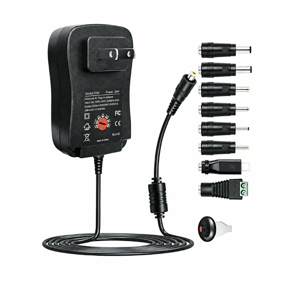 30W Universal Power Adapter 3V–12V Adjustable + USB Port Universal Power Adapter Nixie