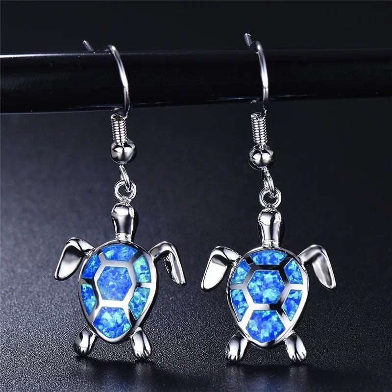 2 Pairs Fire Opal Sea Turtle Dangle Earrings | Fashion Jewelry Fashion Earrings Nixie
