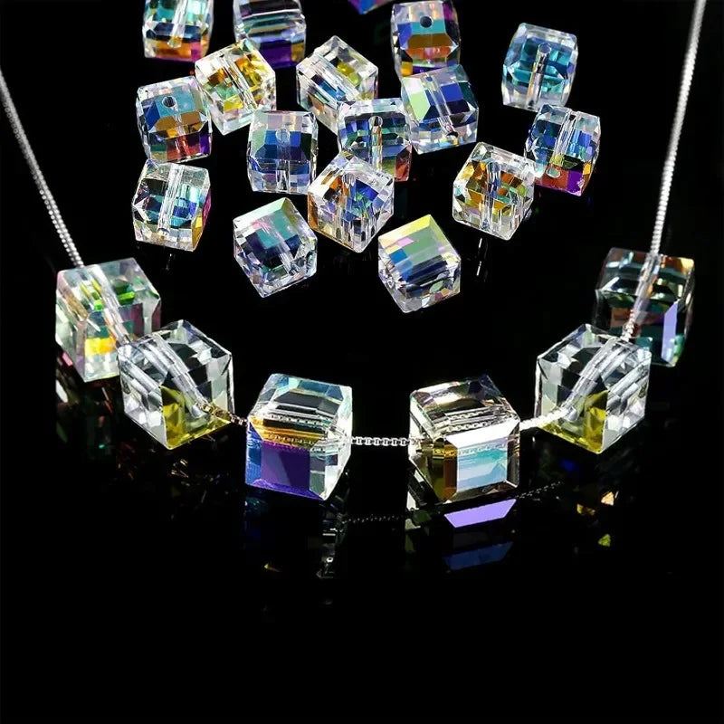 AB Crystal Cube Glass Beads 4/6/8mm – DIY Jewelry Making Crystal Craft Beads Nixie