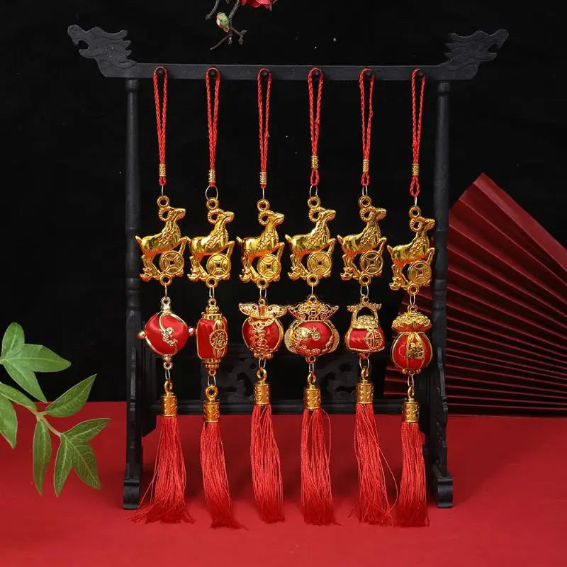 2027 Year of the Goat Chinese New Year Hanging Ornament Red Tassel Holiday Hanging Ornament Nixie