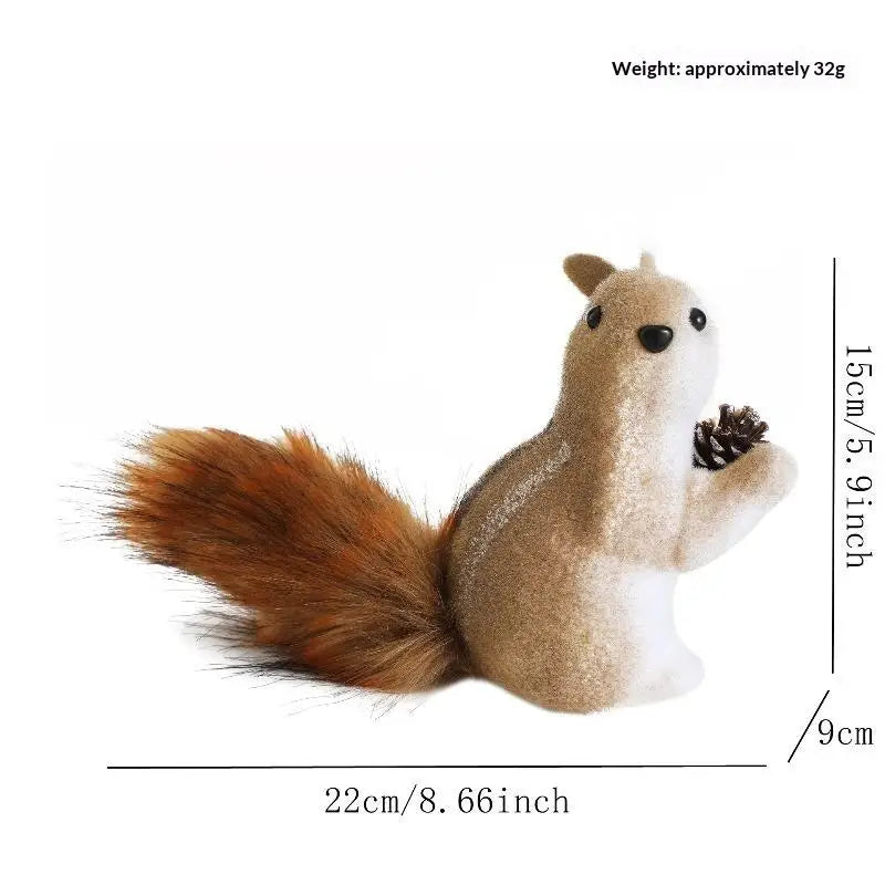 Plush Squirrel Christmas Ornament with Pinecone & Fluffy Tail