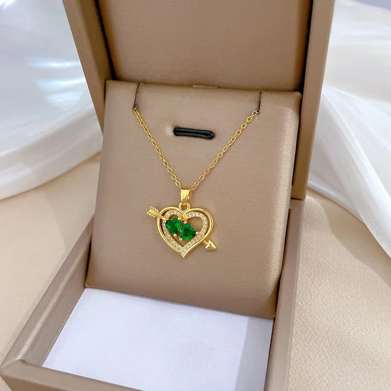 Arrow Heart Zircon Pendant Necklace – Gold Plated for Women Pendant Necklace Nixie XL1200-363