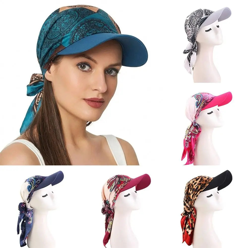Satin Paisley Print Turban Cap with Brim | Women's Hat Turban Baseball Cap Nixie