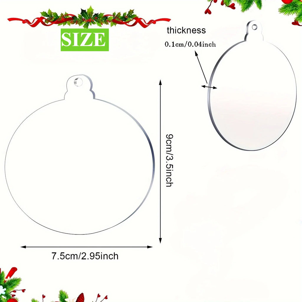 10pcs Clear Acrylic Christmas Ornament Blanks – DIY Round Discs DIY Ornament Blanks Nixie