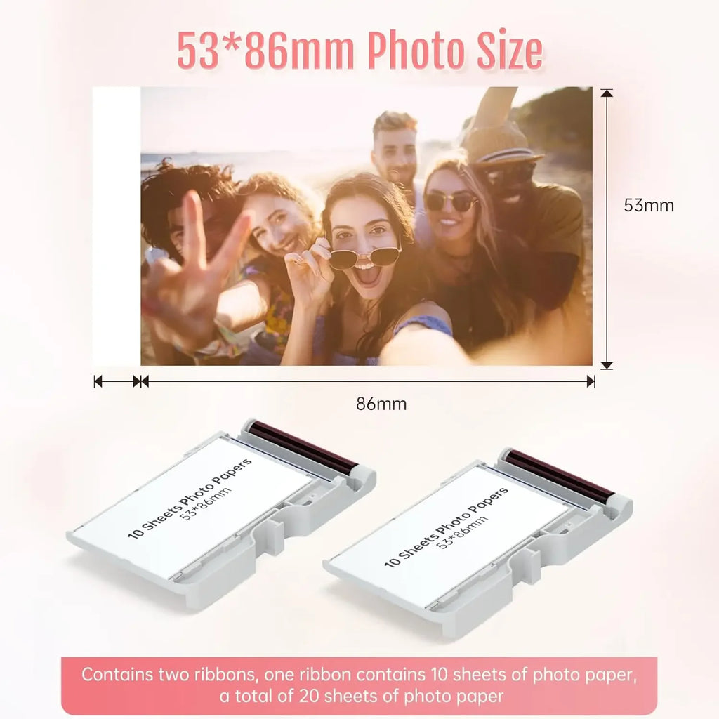 HPRT CP2100 Photo Paper & Ribbon Pack – 2x3" 20 Sheets