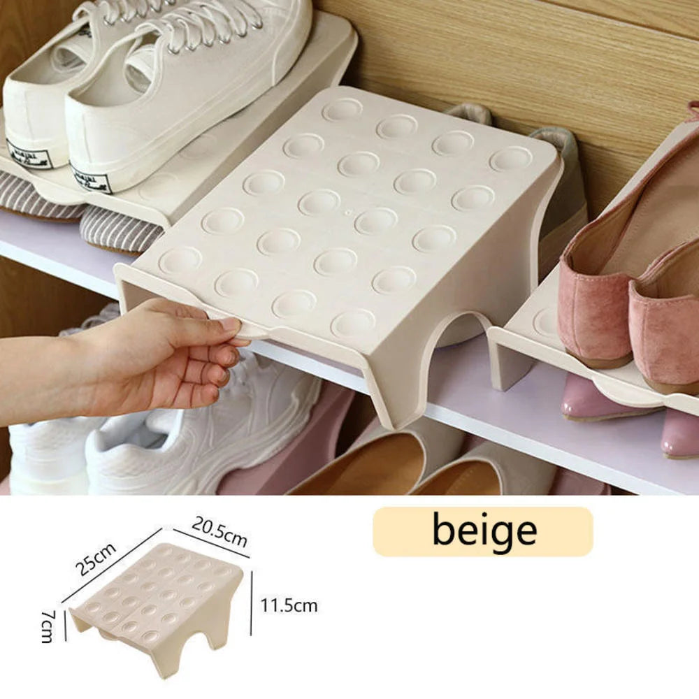 Double Layer Shoe Rack Space-Saving Organizer | Plastic