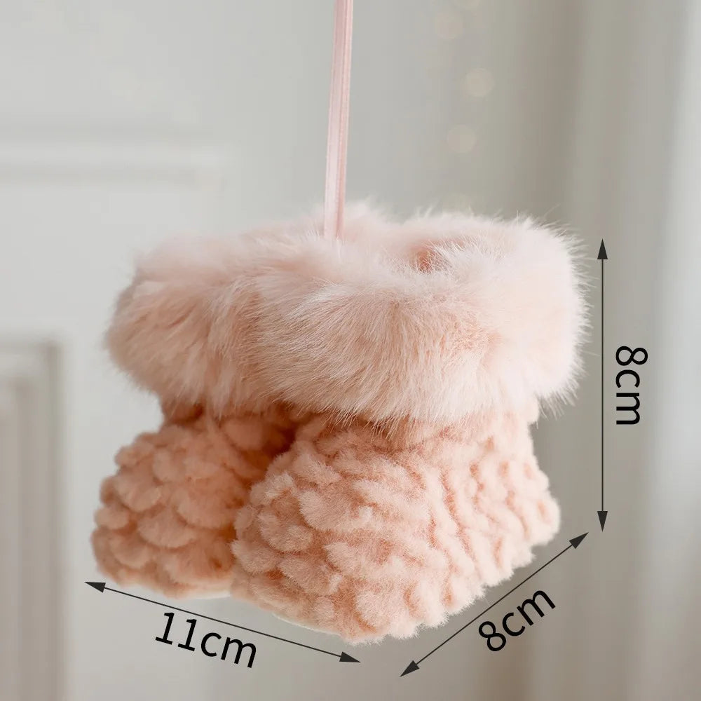 Knitted Plush Christmas Boot Ornament Pendant Pair | Mini Christmas Ornament Nixie Style-5
