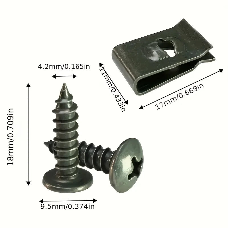 Car U-Type Metal Screw Clips – Anti-Rust Fender Bumper Fasteners Auto Body Fastener Clips Nixie