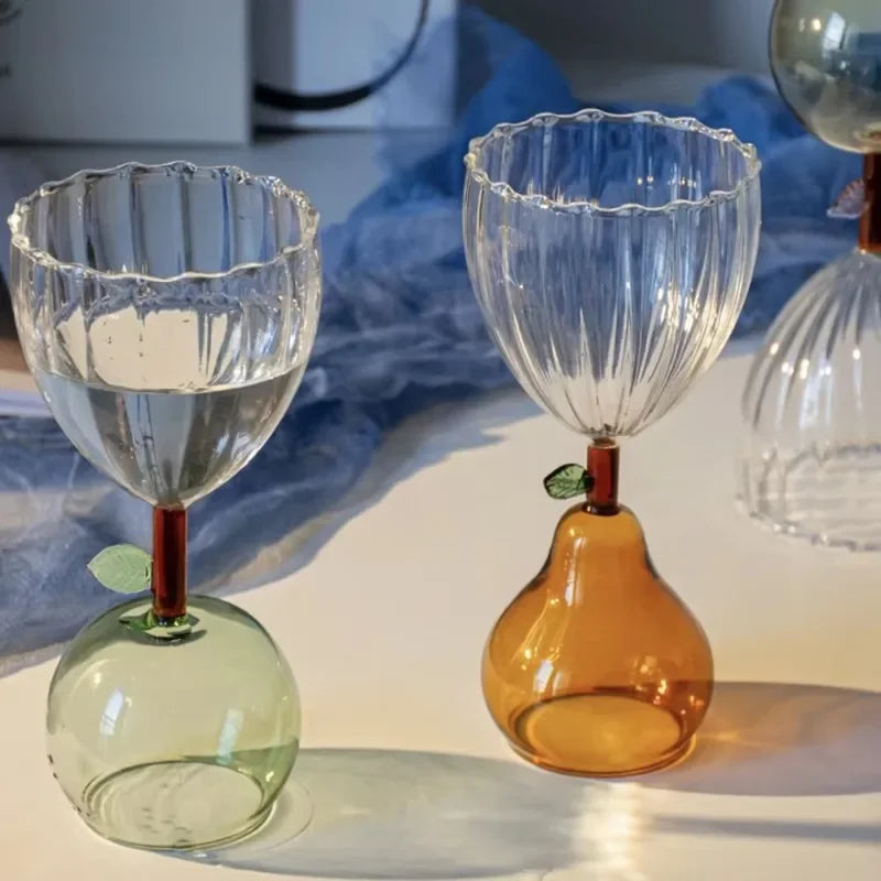 Nordic Ripple Colored Glass Set – Wine, Cocktail & Champagne Colored Glassware Set Nixie
