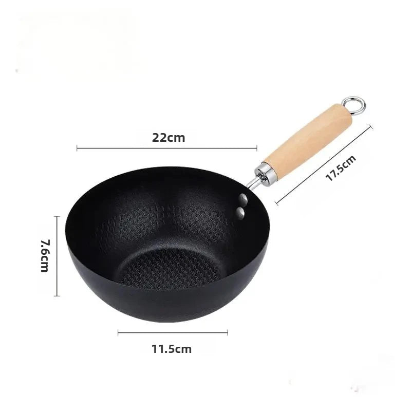 FEB.WIND Cast Iron Non-Stick Wok Frying Pan 20/22/28cm Cast Iron Wok Nixie 22cm