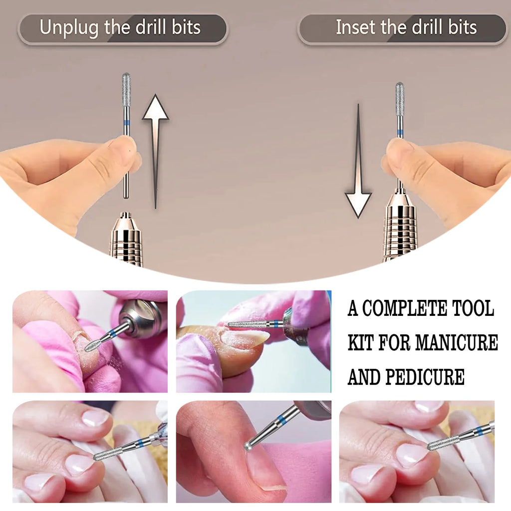 Tungsten Carbide Nail Drill Bit Set – Cuticle & Polishing Nail Drill Bit Set Nixie