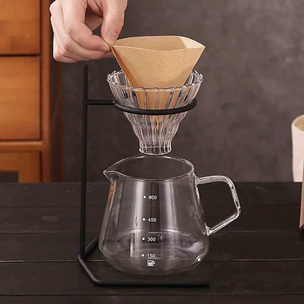 Black Iron Pour-Over Coffee Filter Dripper Stand & Rack