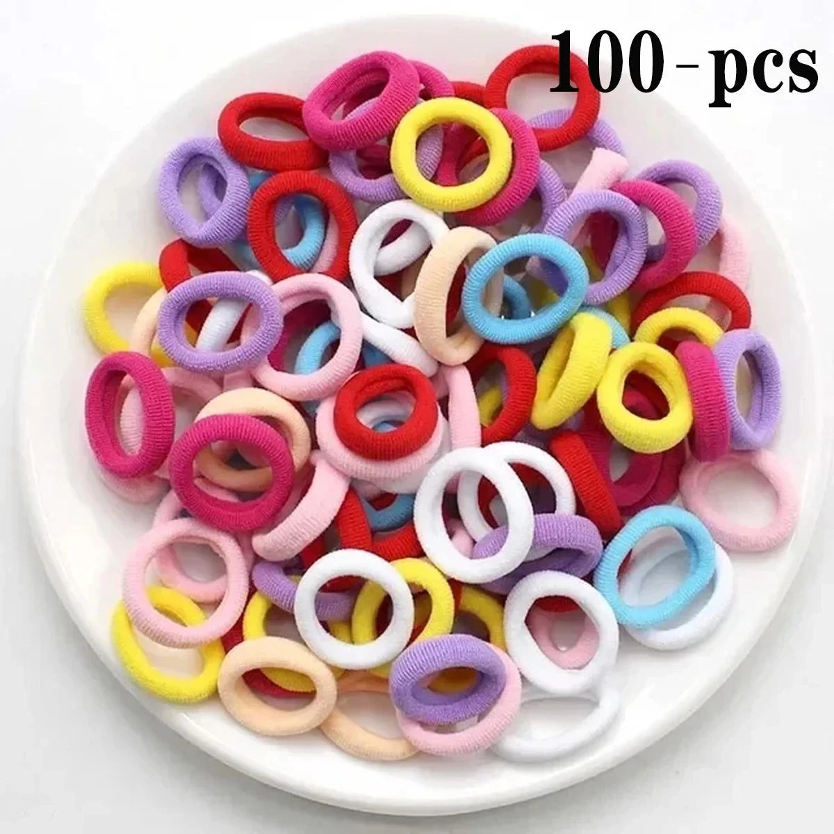 100PCS Colorful Nylon Elastic Hair Bands for Women & Girls Elastic Hair Bands Nixie Mix-100PCS